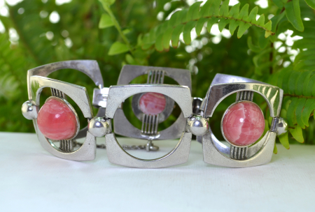 Bratara argint masiva Mid-century, Rodocrozit [2]