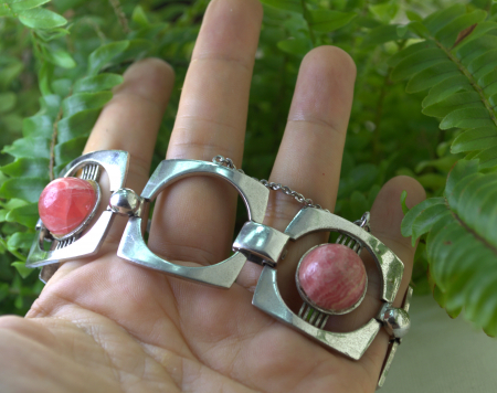 Bratara argint masiva Mid-century, Rodocrozit [1]