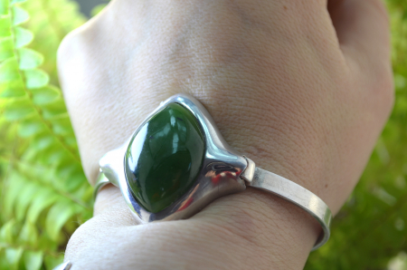 Bratara argint Mid Century, Jad nefrit [2]