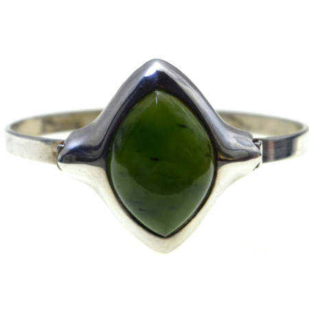 Pietre semipretioase si pretioase - Bratara argint Mid Century, Jad nefrit