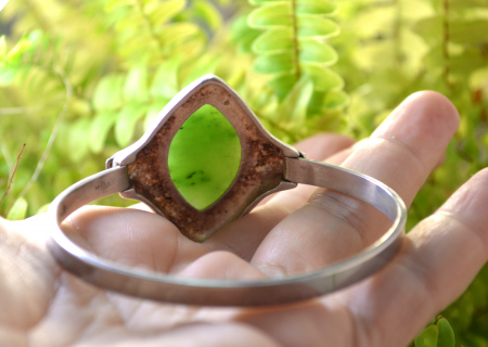 Bratara argint Mid Century, Jad nefrit [1]