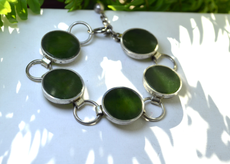 Bratara argint Mid Century, Jad Nefrit, atelier scandinav [2]