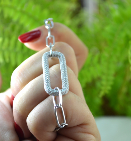 Bratara argint modernista model Paperclip cristale cz cubic zirconia [2]