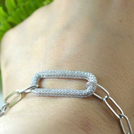 Bratara argint modernista model Paperclip cristale cz cubic zirconia [1]