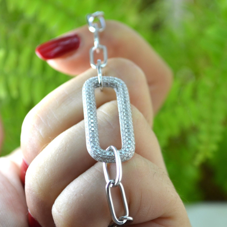 Bratara argint modernista model Paperclip cristale cz cubic zirconia [2]