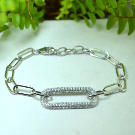 Bratara argint modernista model Paperclip cristale cz cubic zirconia [3]