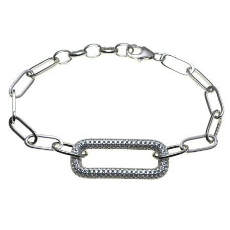 Bratari argint - Bratara argint modernista model Paperclip cristale cz cubic zirconia