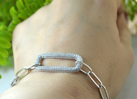 Bratara argint modernista model Paperclip cristale cz cubic zirconia [1]