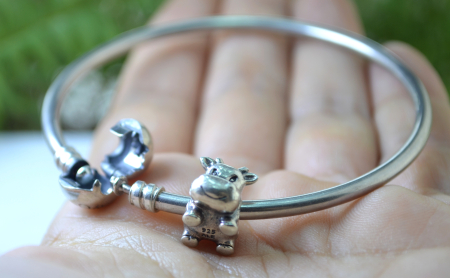 Bratara argint Pandora originala, charm Vacuta A Vintage Collection [2]