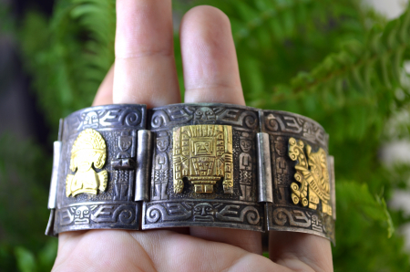 Bratara argint peruana, simboluri Inca 18 carate [2]