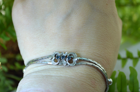 Bratara argint rodiata vintage, Sapphire CZ A Vintage Collection [2]