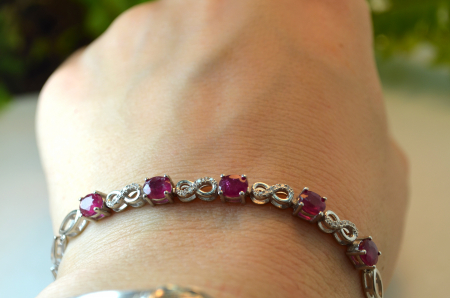 Bratara argint Tennis 5 rubine naturale cristale cz cubic zirconia [1]