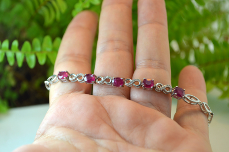 Bratara argint Tennis 5 rubine naturale cristale cz cubic zirconia [2]