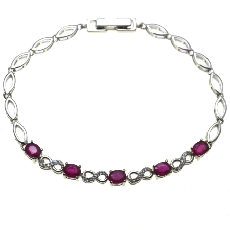 Pietre semipretioase si pretioase - Bratara argint Tennis 5 rubine naturale cristale cz cubic zirconia