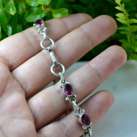 Bratara argint vintage model Tennis Pink Fucsia CZ cubic zirconia [2]