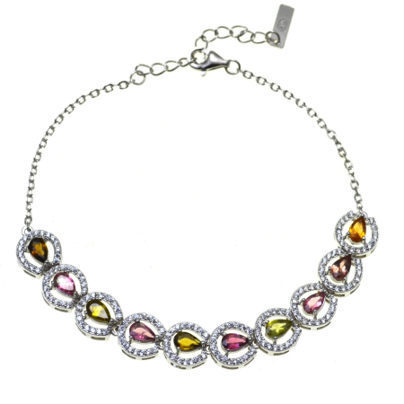 Pietre semipretioase si pretioase - Bratara argint Tennis, Turmalina colorata