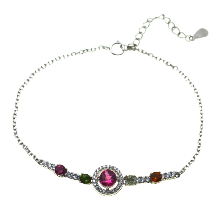 Pietre semipretioase si pretioase - Bratara argint Tennis, turmalina colorate si CZ