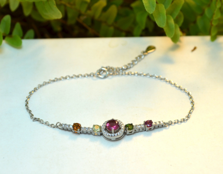 Bratara argint Tennis, turmalina colorate si CZ [3]