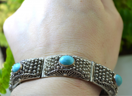 Bratara argint veche chinezeasca, turcoaze [2]