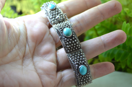 Bratara argint veche chinezeasca, turcoaze [1]