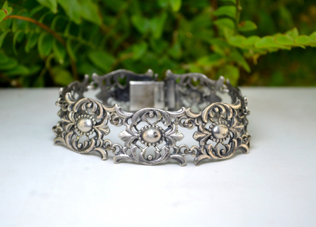 Bratara argint veche antica elemente stilizate Neo-baroque [3]