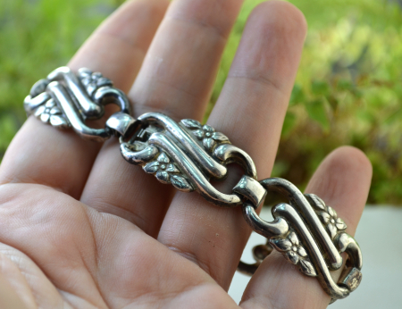 Bratara argint veche, estetica Art Nouveau [1]