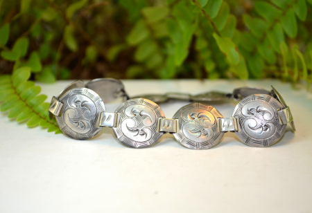 Bratara argint veche gravata elemente simbolistice Jugendstil Art Deco [3]