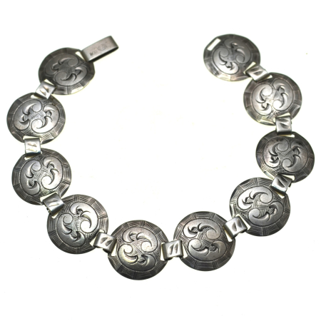 REDUCERI - Bratara argint veche gravata elemente simbolistice Jugendstil Art Deco