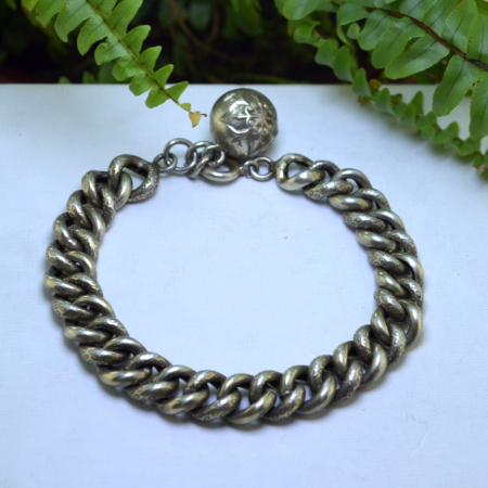 Bratara argint victoriana Chainmaille, charm norocos [3]