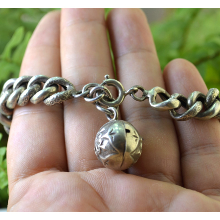 Bratara argint victoriana Chainmaille, charm norocos [2]