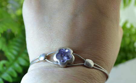 Bratara argint vintage Bangle, Crystal Amethyst [1]