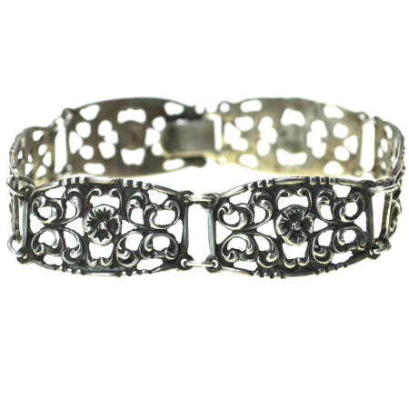 REDUCERI - Bratara argint vintage decorata bogate motive Quatrefoil