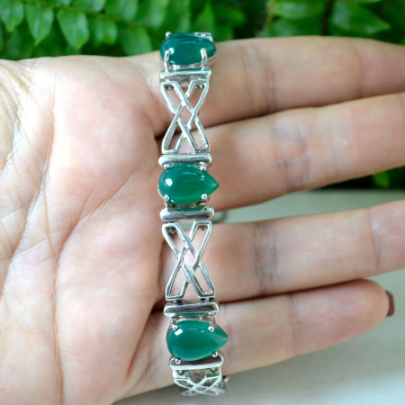 Bratara argint vintage cu calcedonie verde design X A Vintage Collection [2]