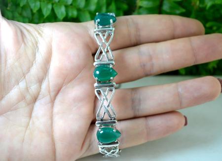 Bratara argint vintage cu calcedonie verde design X A Vintage Collection [2]