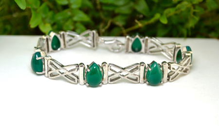 Bratara argint vintage cu calcedonie verde design X A Vintage Collection [3]