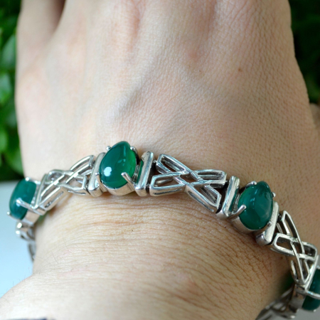 Bratara argint vintage cu calcedonie verde design X A Vintage Collection [1]