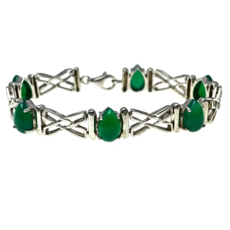 Bratari argint - Bratara argint vintage Calcedonie verde design modernist elemente decorative in X Paloma Picasso