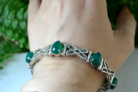 Bratara argint vintage cu calcedonie verde design X A Vintage Collection [1]