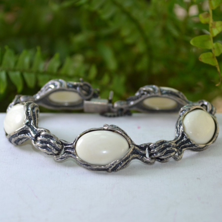 Bratara argint vintage cu os natural sculptat A Vintage Collection [3]