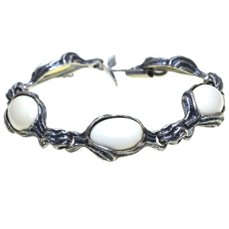 REDUCERI - Bratara argint vintage cu os natural sculptat A Vintage Collection