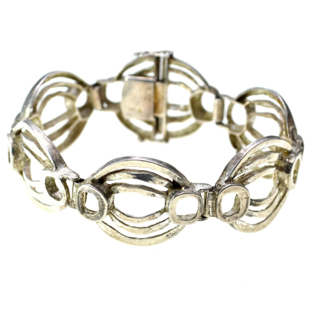 REDUCERI - Bratara argint vintage design modernist Mid-Century semnata teka