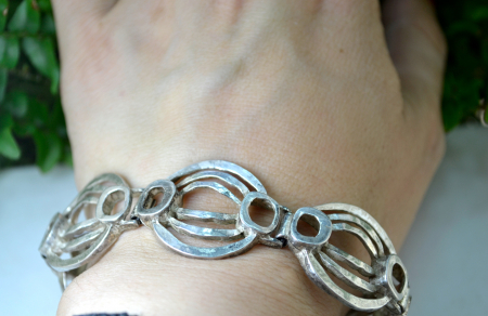 Bratara argint vintage design modernist Mid-Century semnata teka [1]