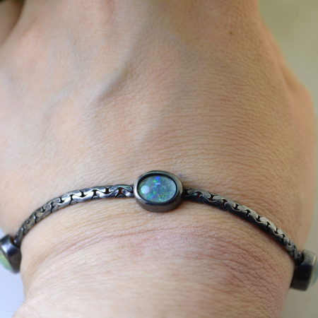 Bratara argint vintage, Dichroic Opal Glass [1]