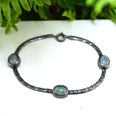 Bratara argint vintage, Dichroic Opal Glass [3]