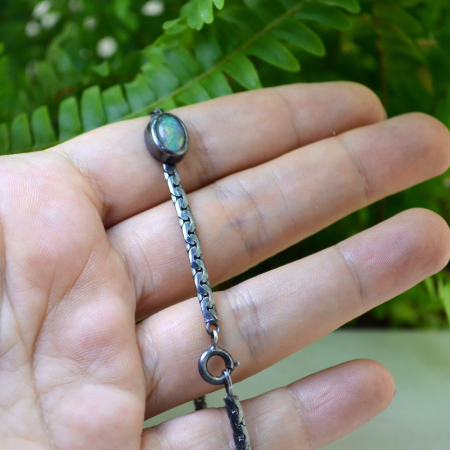 Bratara argint vintage, Dichroic Opal Glass [2]