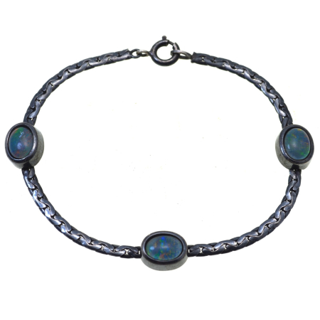 Bratari argint - Bratara argint vintage, Dichroic Opal Glass