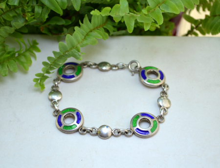 Bratara argint vintage, email, atelier italian [2]