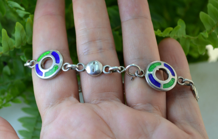 Bratara argint vintage, email, atelier italian [3]