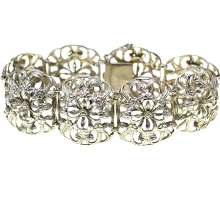 Bratari argint - Bratara argint vintage model flori de hortensie jugendstil art nouveau atelier german