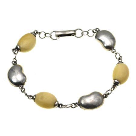 REDUCERI - Bratara argint vintage, French Ivory, design modernist A Vintage Collection